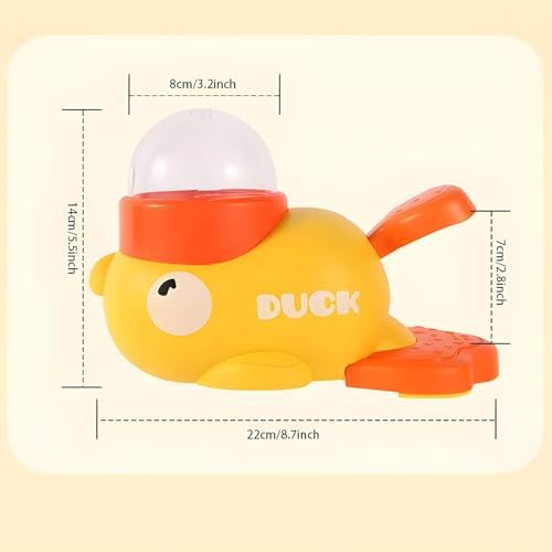 Interactive Dog Treat Dispenser Toy, Duck Shape Puzzle Feeder with Press Button and Rotating Design, Yellow and Orange, Slow Feeding Game for Dogs and Cats|B0GDTWSSXC